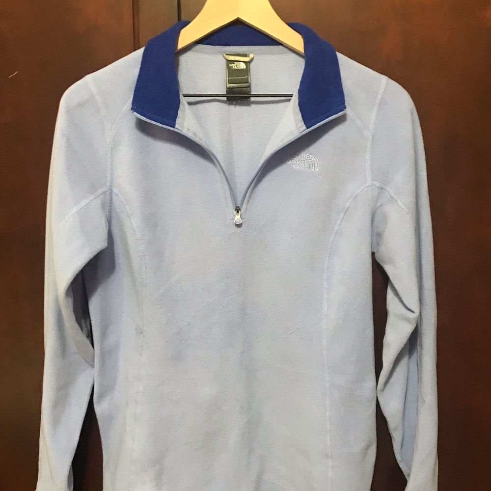 The North Face blue quarter-zip sweater